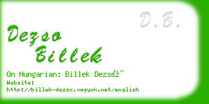 dezso billek business card